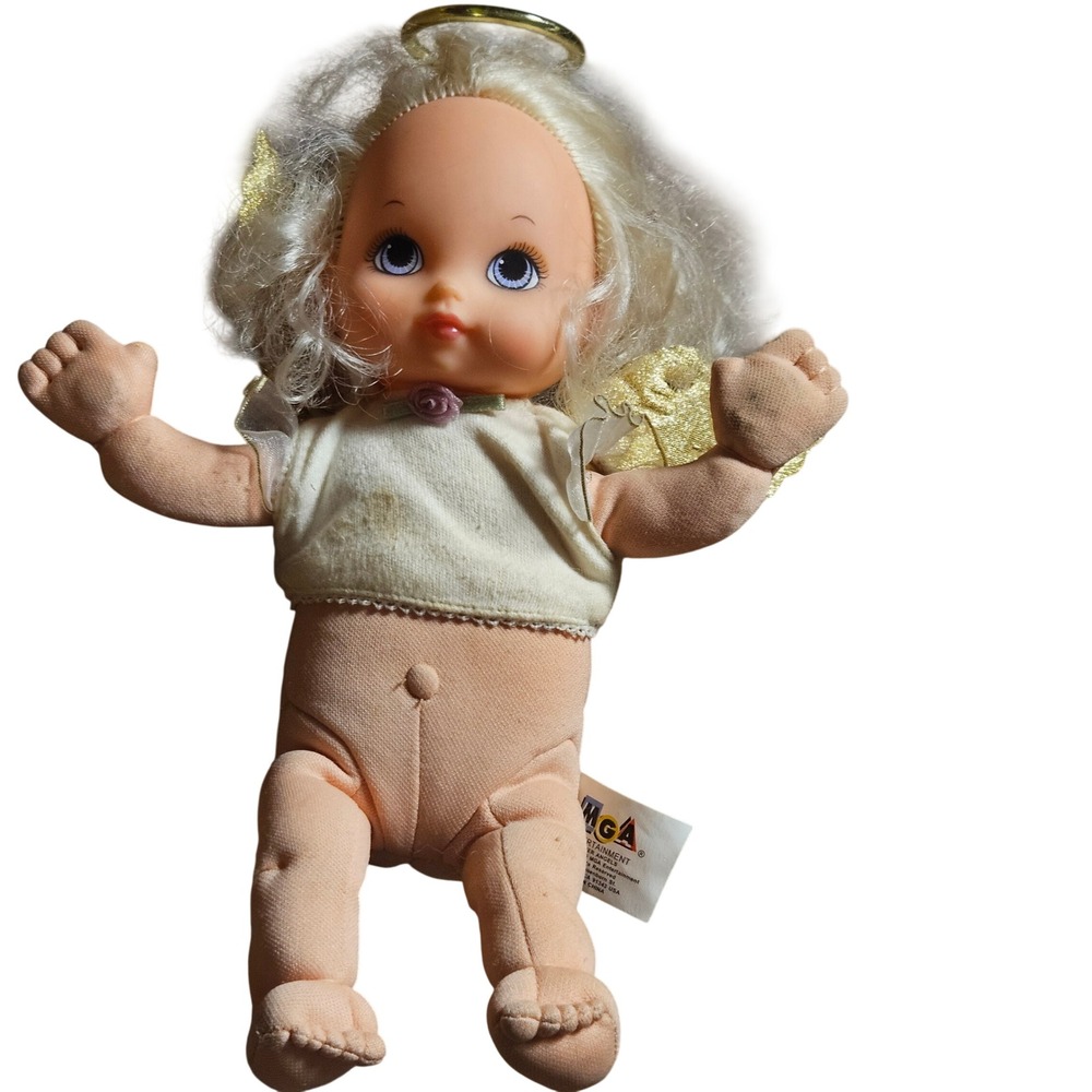 VTG 2000 MGA Entertainment Prayer Angel Doll 9"‎ Halo Gold Fabric Wings Blonde